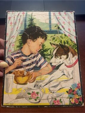 Vintage Whitman Child & Dog Tray Puzzle Complete Cardboard Puzzle
